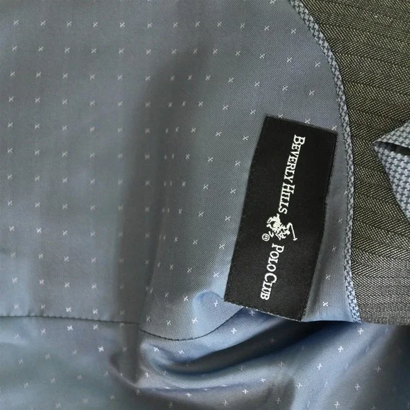 Beverly Hills Polo Club 42S 32x28 Gray Striped Mens Jacket Pants Suit